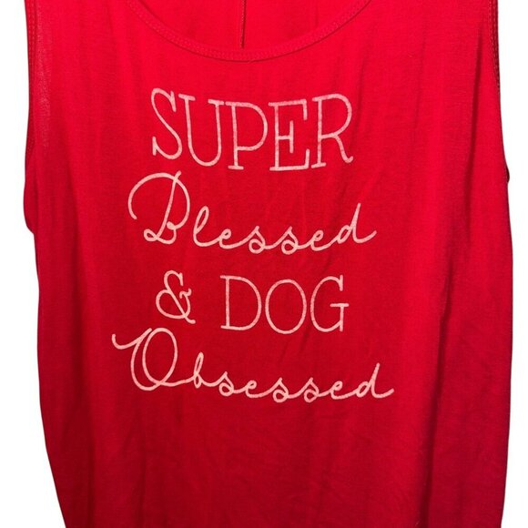 Torrid Red Tank Top Super Blessed & Dog Obsessed Graphic Womens Size 1 Oversized - Picture 2 of 4